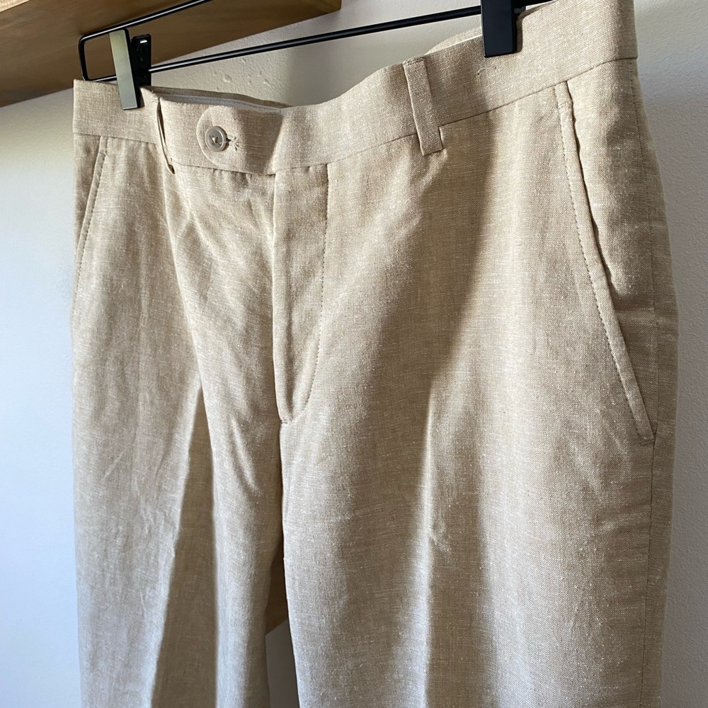 Men’s Slim Fit Linen Blend Suit Pants - Picture 4 of 8
